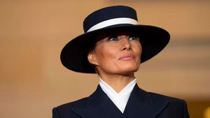 Melania Trump at the 2025 inauguration, wearing a striking blue hat that sparked debate.