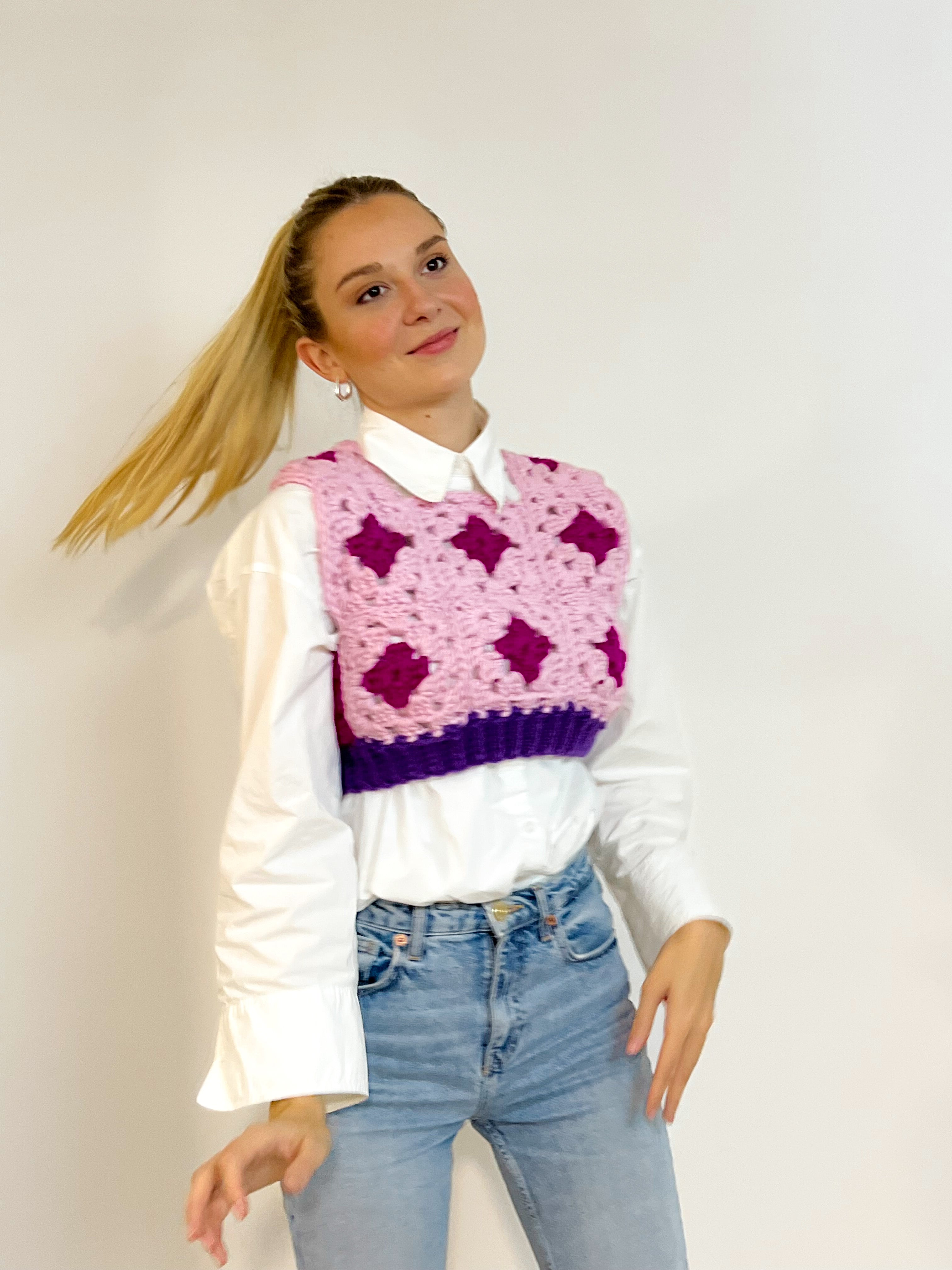 Bubble Gum Crochet Vest